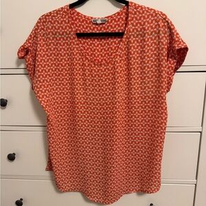 Pleione Red and White Geometric Blouse